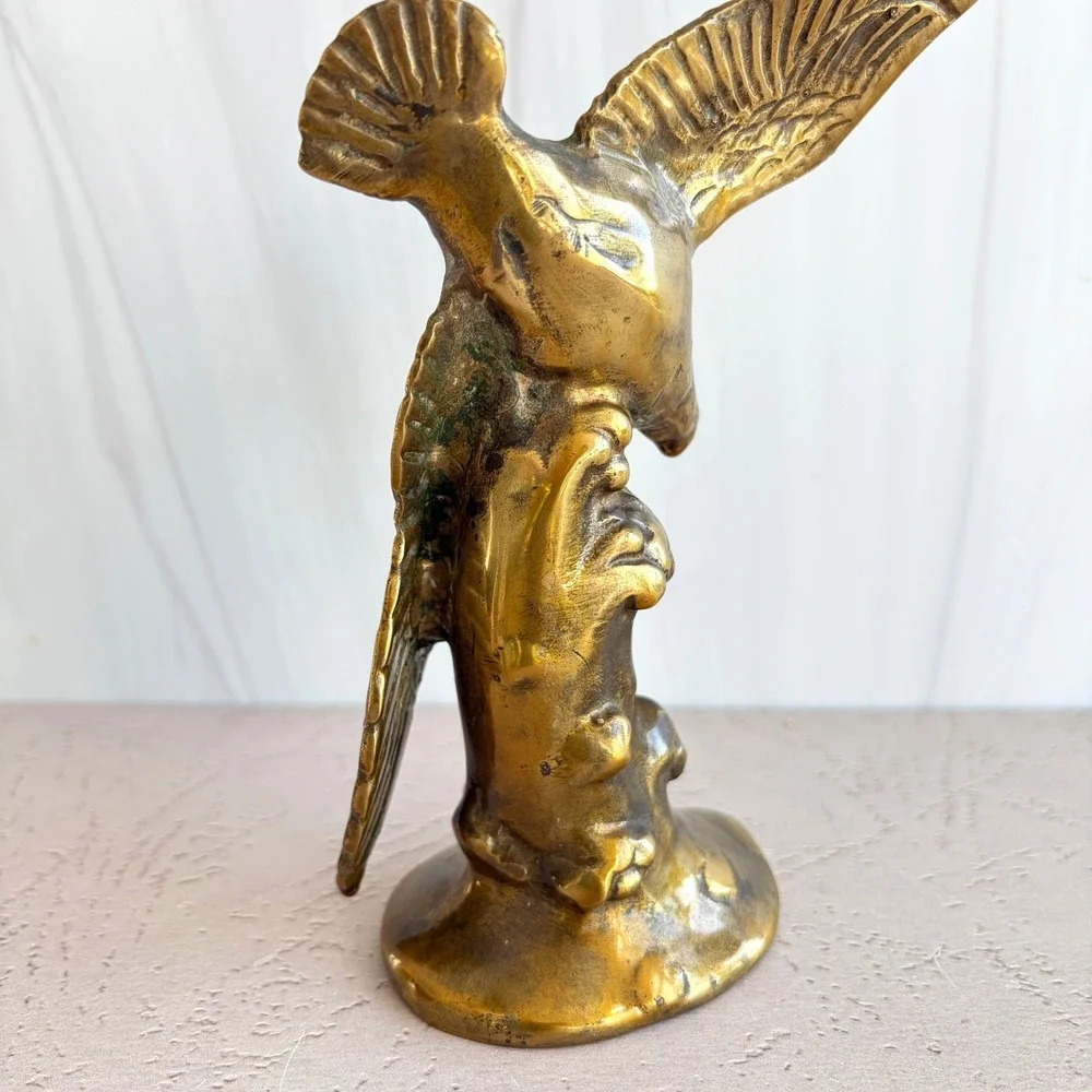 Vintage Solid Brass Eagle Figurine Bird of Prey Statue Americana Decor 7.5 Inch